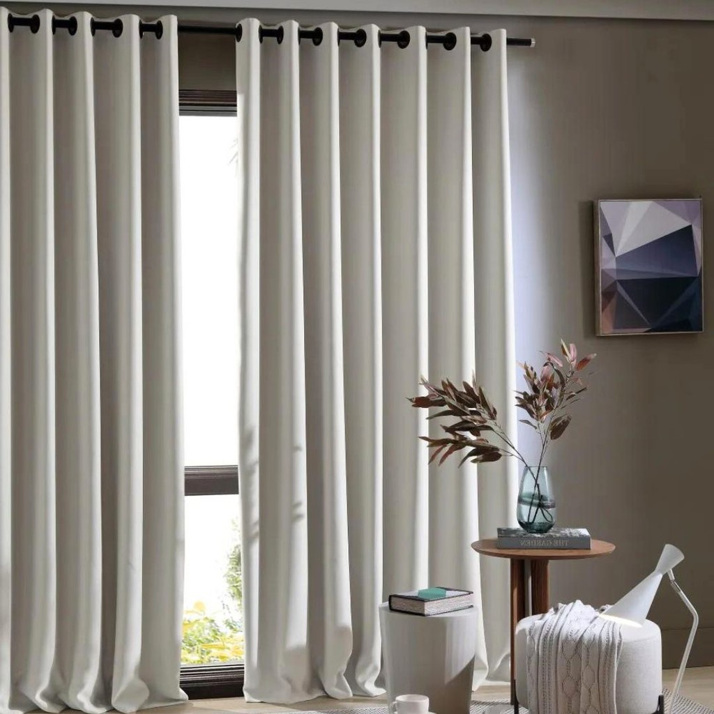 Cortina com Corta Luz Tecido Liso Bella Janela Marfim | Shopee Brasil