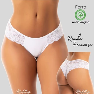 BLACKPROMO 5 Calcinhas Renda Premium Francesa Forro 100% Algodão Julia(VARIADAS,GG)