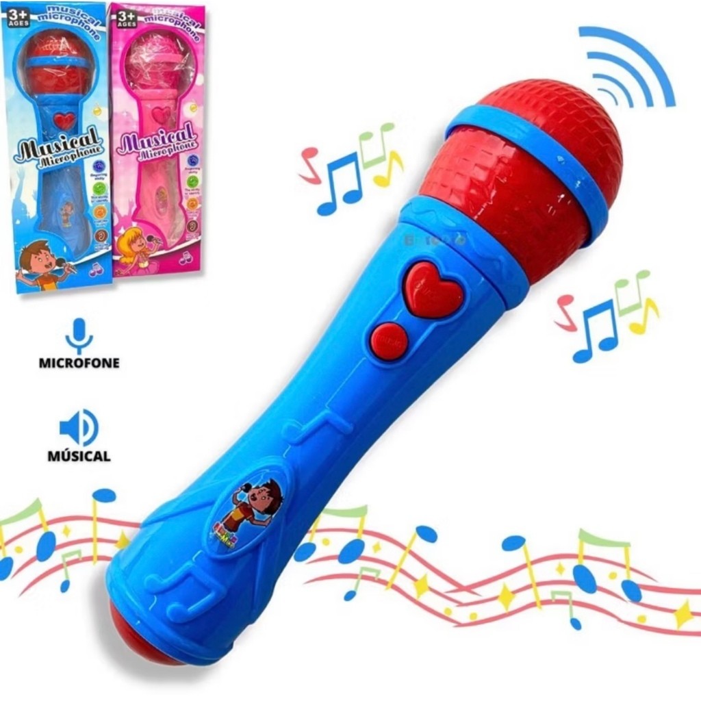 Brinquedo Microfone Infantil Com Som E Reproduz A Voz Muito Divertido ...