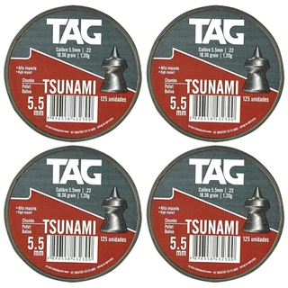 04 Latas de Chumbinho/Carabina 5.5mm Nautika Tsunami Impacto penetração