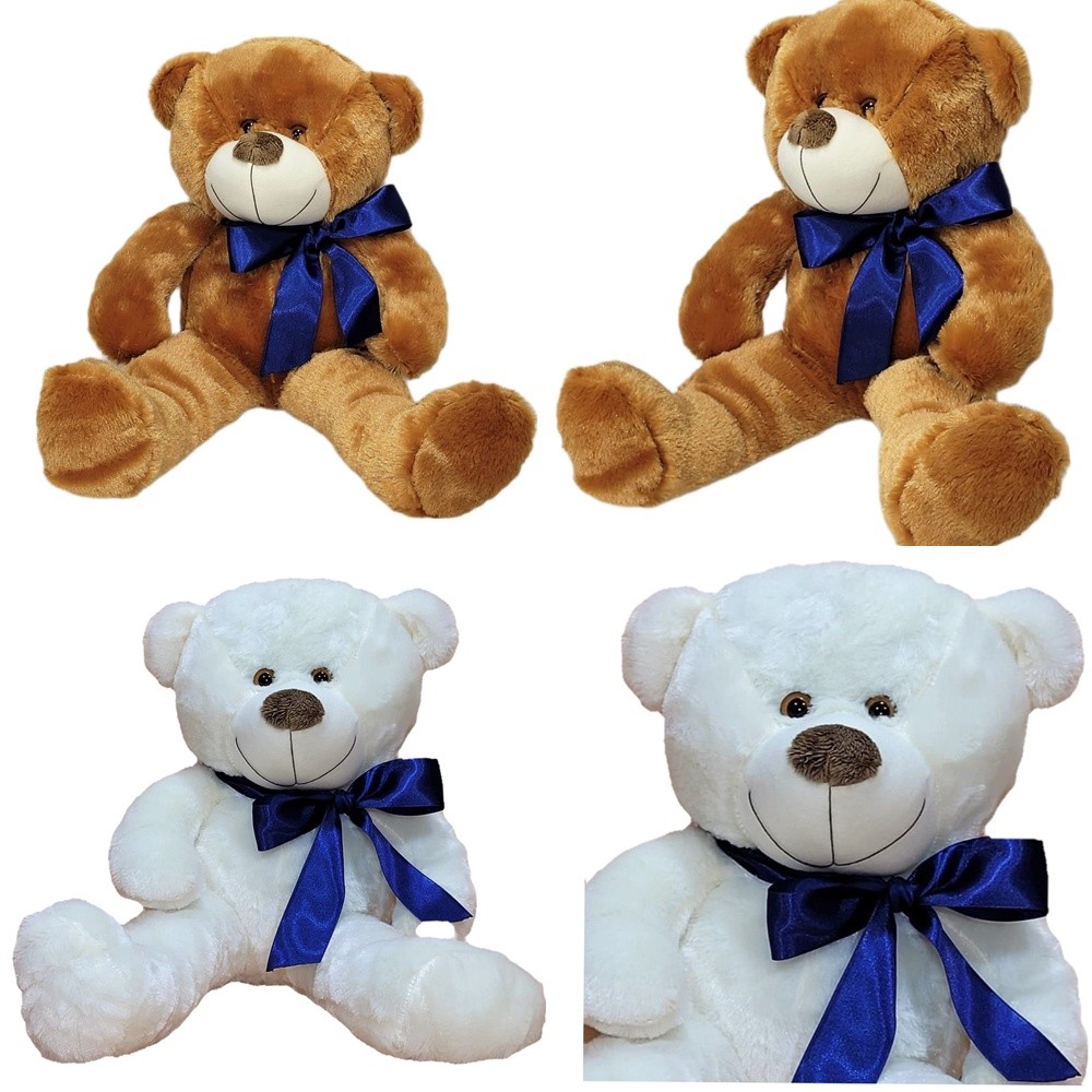 Urso de Pelúcia Antialérgico Grande com Laço Azul Marinho 50cm | Shopee ...