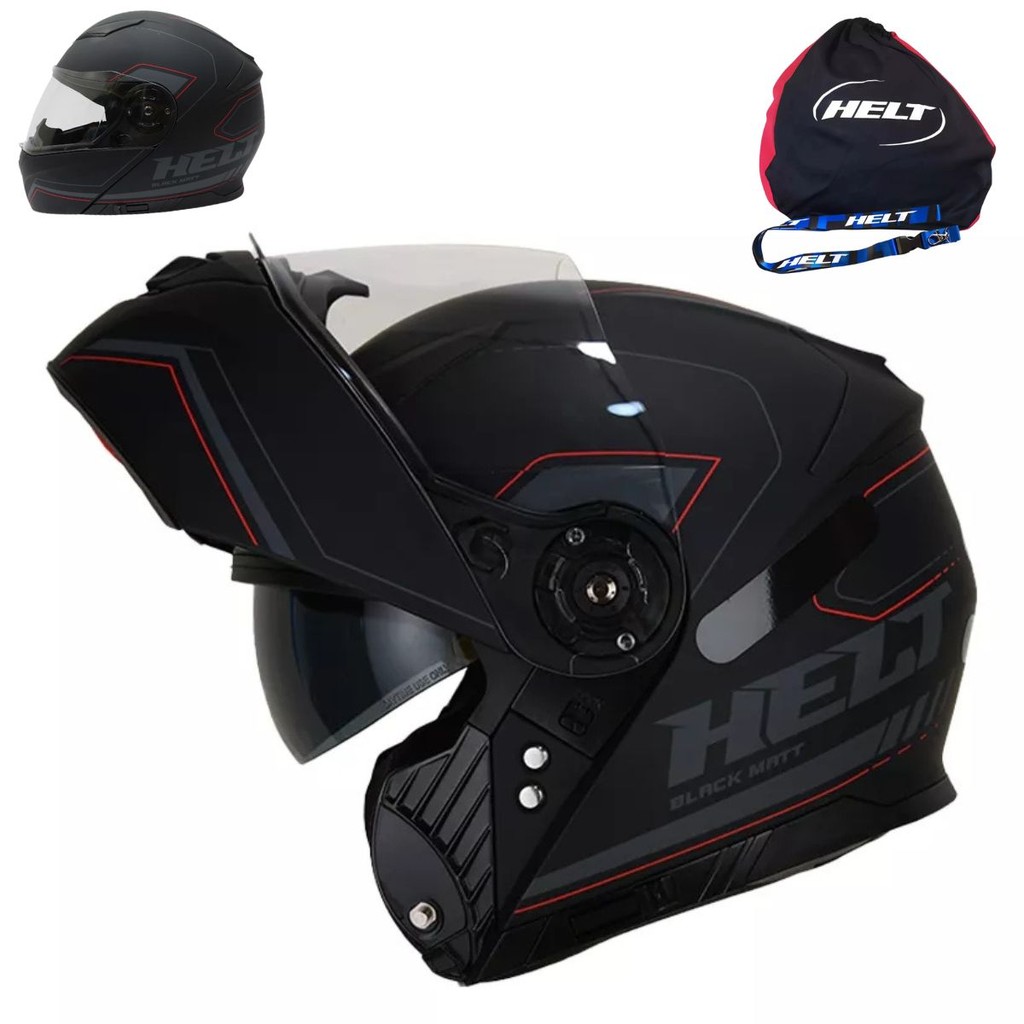Capacete Helt Escamoteavel Articulado Robocop com Óculos Black Matt Lançamento 2025