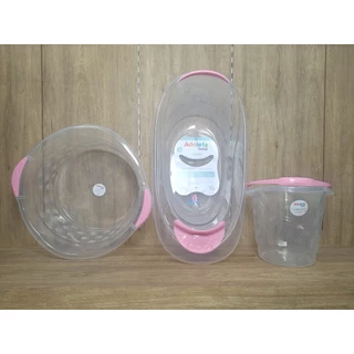 KIt Banheira De Bebê Adoleta Transparente Com Balde e Bacia