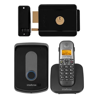 Interfone Porteiro sem fio Ramal Externo TIS5010 Intelbras Fechadura Elétrica Sobrepor Cilindro Fixo FX500