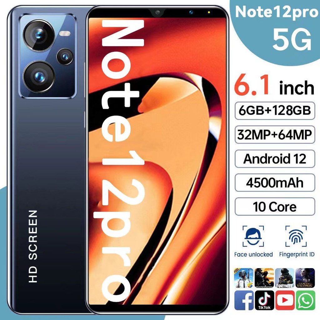Nota 12 Pro 5G Smartphone 5000mAh Bateria MTK Dimensão 1080 Octa Core ...