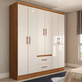 Guarda-Roupa Solteiro Belmont 6 Portas 2 Gavetas - Panorama Móveis em Oferta na Shopee