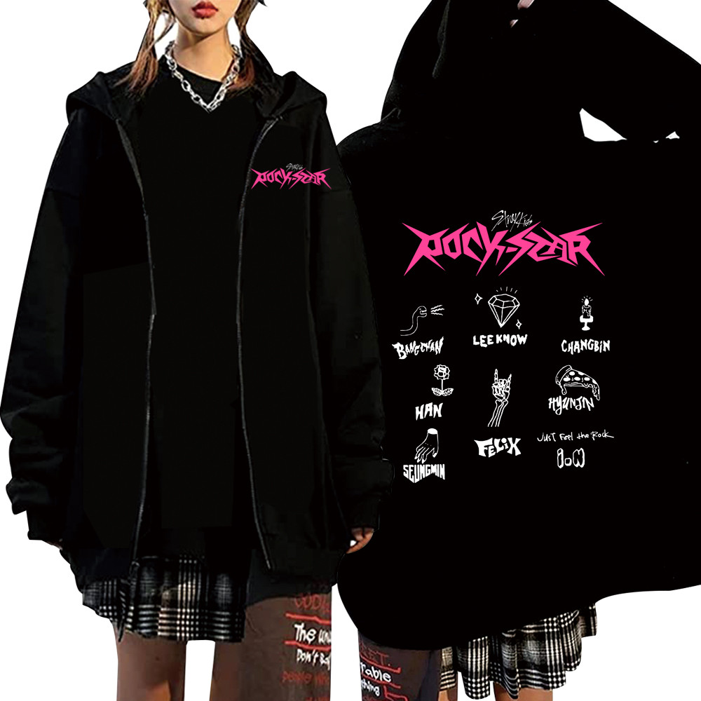 競売 ROCK-STAR 2024 StrayKids Hoodie Zipper Kids Stray Hot アイドル