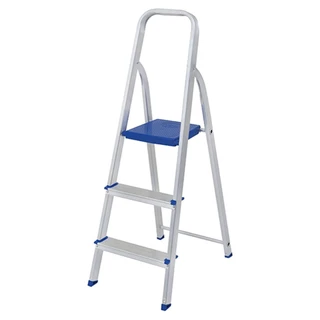 Escada Doméstica de Alumínio 3 Degraus Tesoura Mor em Oferta na Shopee