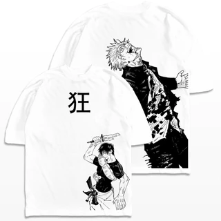 Camiseta Oversized Satoru Gojo x Toji Luta Jujutsu Kaisen Mangá Streetwear Camisa Unissex