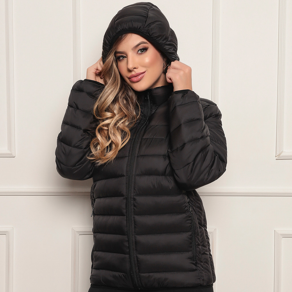 Jaqueta Puffer Feminina Bobojaco Casaco Gominho Nylon Impermeável