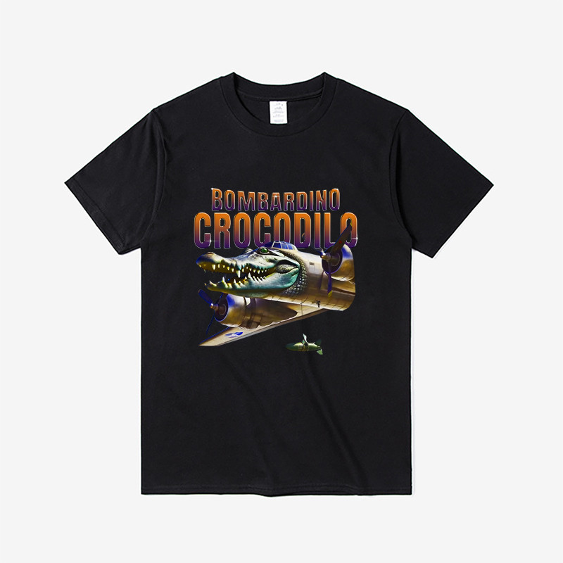 Bombardino Crocodilo Tunggtungsahu Lirili Larila Brr Bror Patapim Camisetas De Algodão De Manga Curta Para Homens E Mulh
