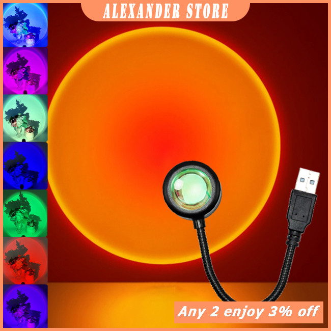 Alex 5v 1w Led Sunset Lamp Projetor Portátil Colorido Flexível ...