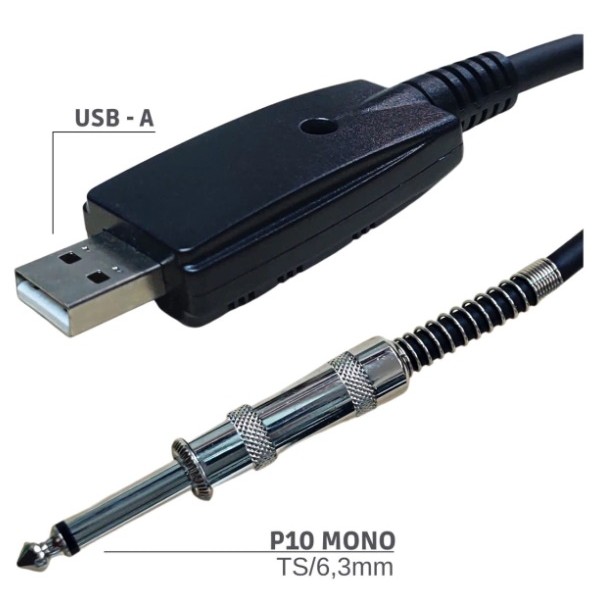 Cabo de Interface USB A Macho + P10 Mono 3 Metros - Alta Qualidade ...