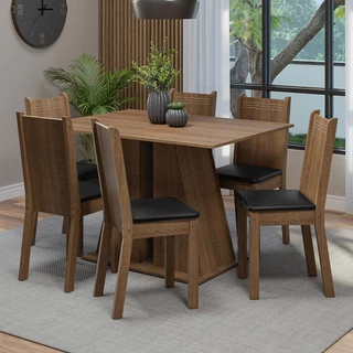 Conjunto Sala de Jantar Mesa Tampo de Madeira 6 Cadeiras Rustic Sharon Madesa em Oferta na Shopee