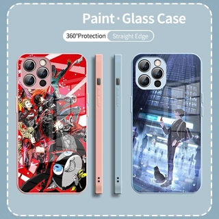 persona 5 design Capa De Telefone De Vidro Temperado Para iphone XR XS Max 11 12 13 14 15 16 Pro silicone Macio Caso Lux