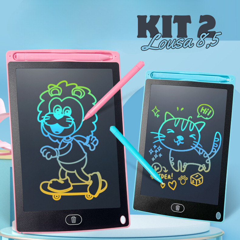 Kit 2 Lousas Magicas Tablet Lcd 8,5 Polegadas Para Escrever Pintar e Desenhar Infantil