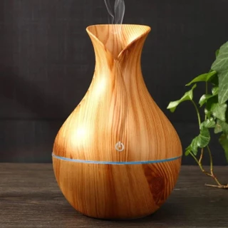 Umidificador Design de Vaso Aromatizador Silencioso textura de Madeira Recarregável com LED MARISA em Oferta na Shopee
