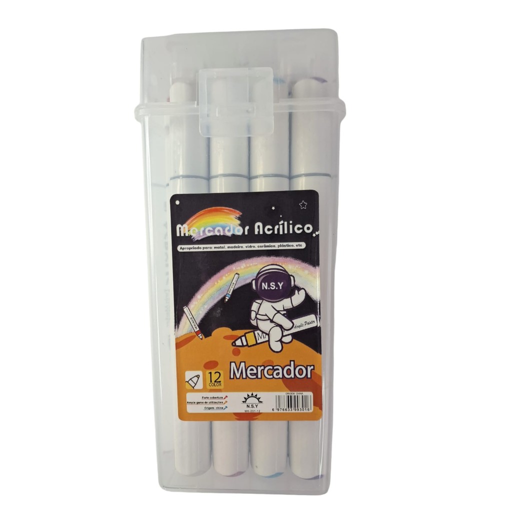 Kit 12 Marcadores Acrílico Coloridos Ponta Dupla (Tipo Posca) Twin