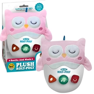 Boneco Pelúcia Musical Corujinha Rosa Som E Luz - Castela