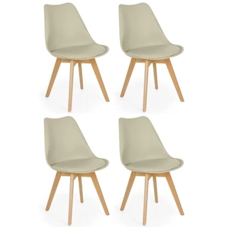 Kit 04 Cadeiras Eames Leda Design Base Madeira Magazine Decor