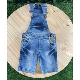Jardineira Jeans Mescla com Bolso Infantil