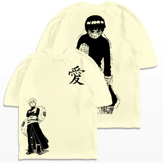 Camiseta Oversized Gaara x Rock Lee Luta Naruto Mangá Anime Streetwear Camisa Unissex