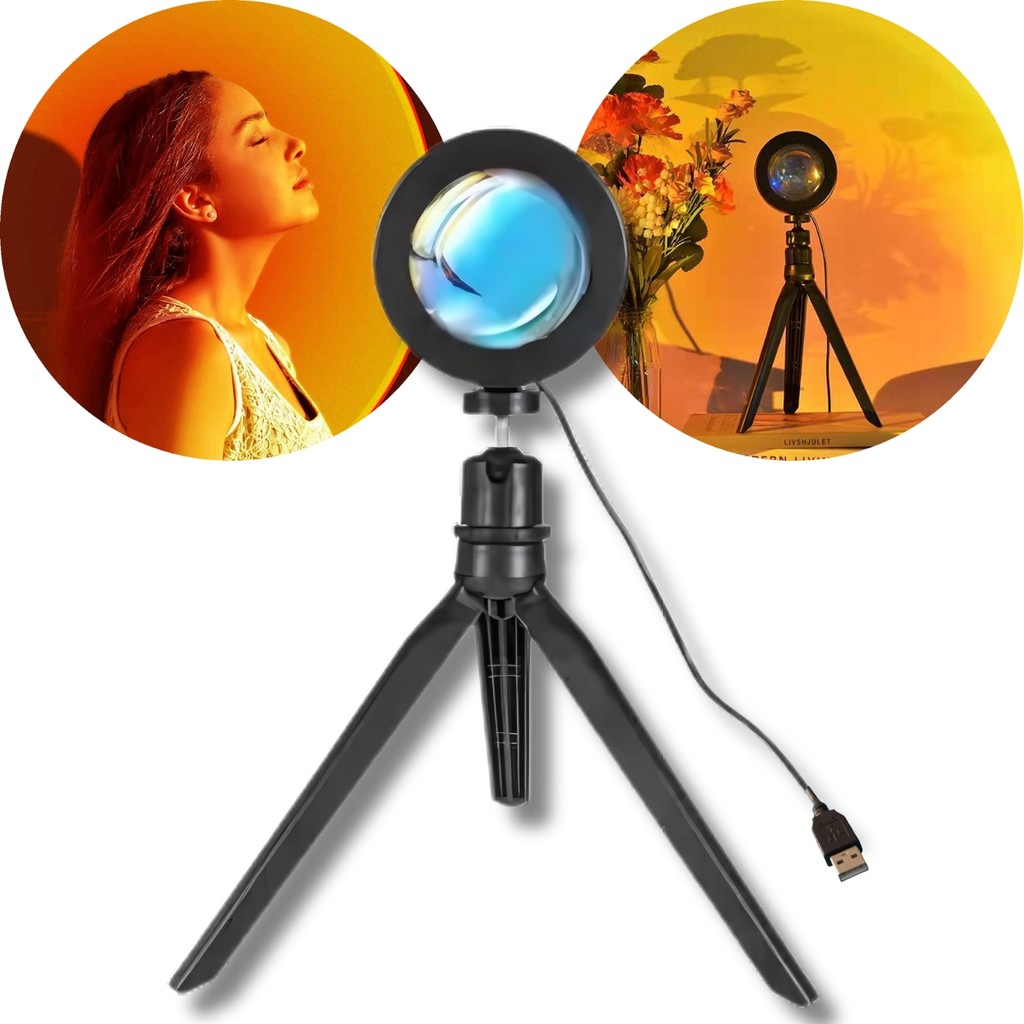 Luminária Led Decoração Luz Solar Sunset Tripé Por Do Sol