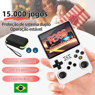 console De Jogos Portátil Retrô R36S , Sistema Linux , Tela IPS De 3.5 Polegadas , 64 Gb , 15.000 Pré-Instalados , Envia