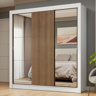 Guarda-Roupa Casal 3 Portas de Correr com Espelhos Nobre Madesa em Oferta na Shopee