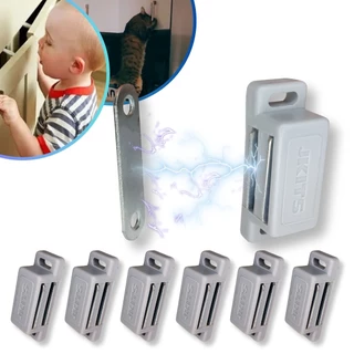 Kit 6 Trinco Porta de Armario Fecho Trava Magnetica Ima Moveis Cinza Guarda Roupa com Batente