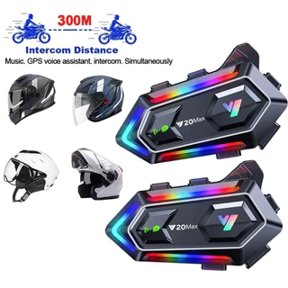 Y20Max Capacete de motocicleta Fone de ouvido Bluetooth Walkie Talkie V5.3 RGB misto 1000mAh ALEX