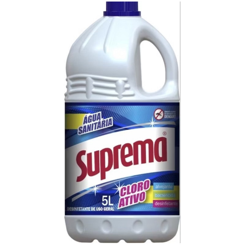 Água Sanitária Suprema: 5 Litros com Cloro Ativo - 1 Unidade