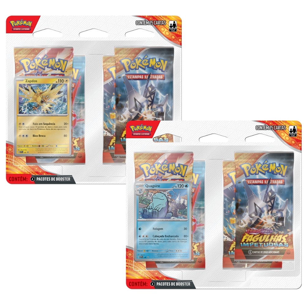 BLISTER QUÁDRUPLO ZAPDOS OU QUAGSIRE FAGULHAS IMPETUOSAS EV8 COPAG