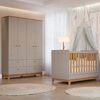Quarto Bebê Completo Berço Americano Guarda Roupas 100% MDF
