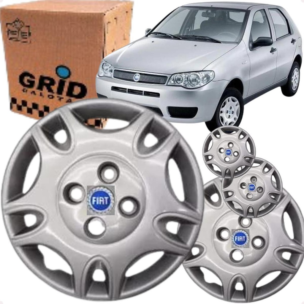 4x Calota Palio Fire 04/ Aro 13 Parafuso Cubo Baixo Com Emblema Fiat ...
