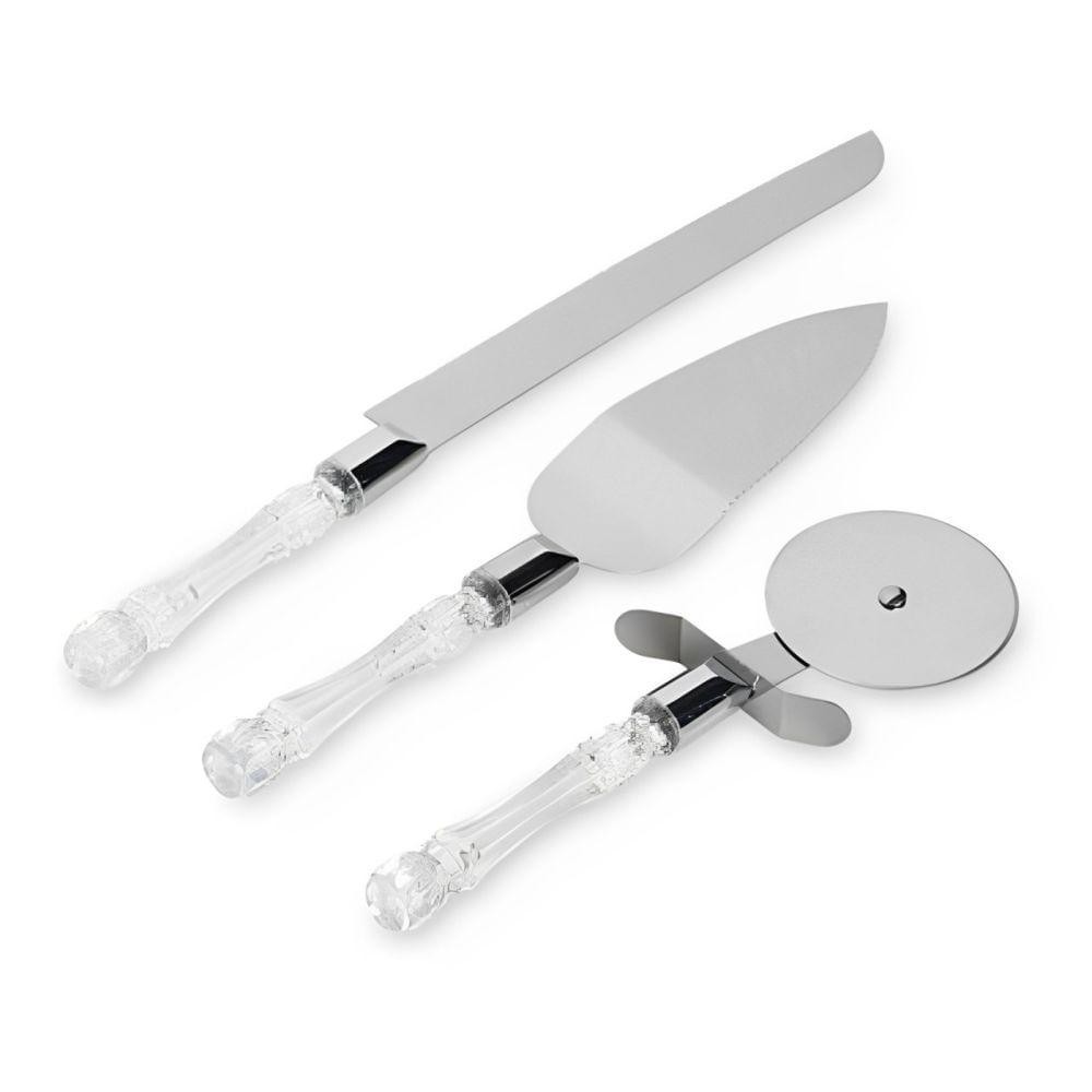 Kit Cortadores de Pizza e Bolo 3 Peças em Aço Inox - Quanhe