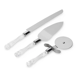 Kit Cortadores de Pizza e Bolo 3 Peças em Aço Inox - Quanhe