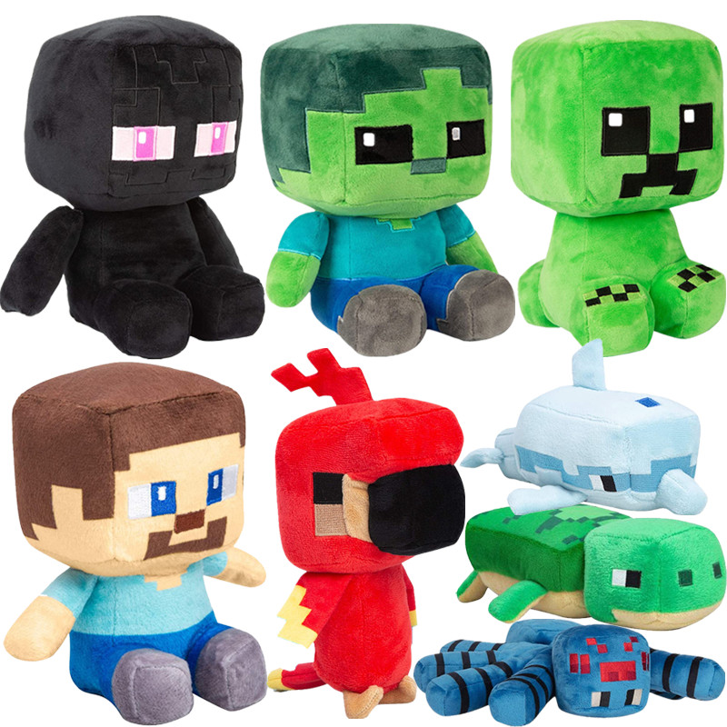 2025 Novo Minecraft Pelúcia Steve Trepadeira Enderman Zumbi Alex MC ...