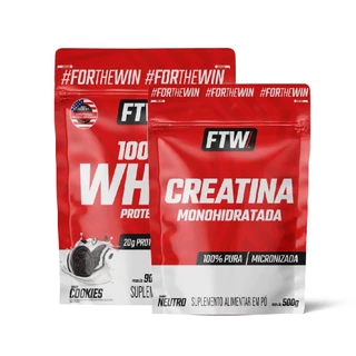 Kit 100% Whey Cookies refil 900gr e Creatina refil 500gr Ftw