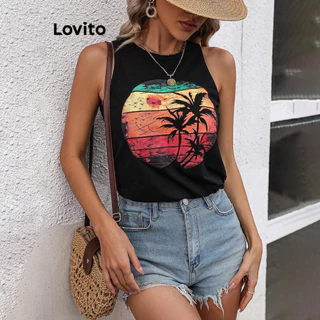 Lovito Regata casual com estampa simples para mulheres LNL73232