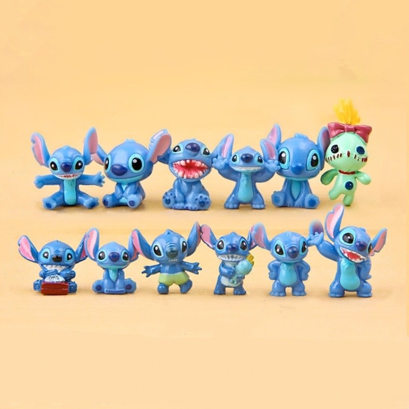 12pçs Mini Versão Q Anime Lilo & Stitch Figura Ponto Coala Nani PVC ...