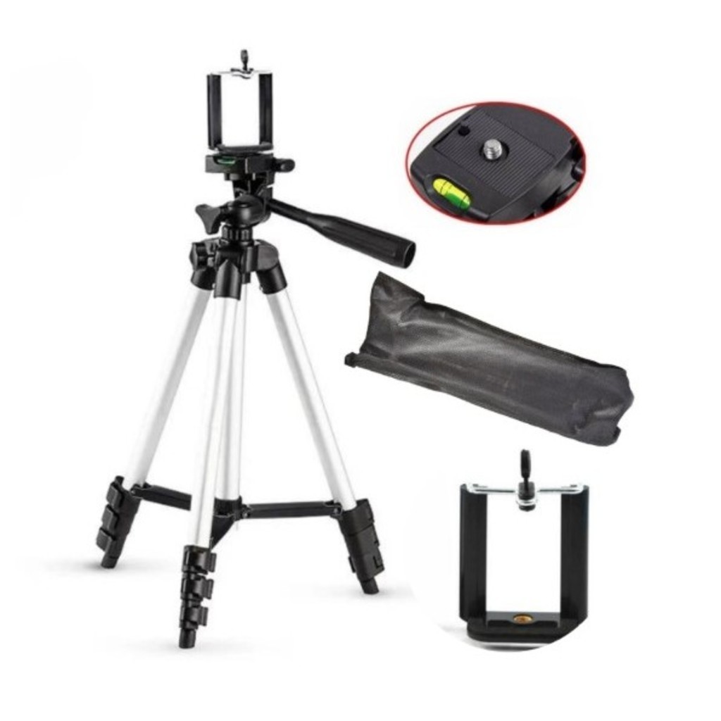 PRATA Suporte Tripé Tripod Universal Para Câmera E Celular Selfie Ajuste 3x 1,05m /3110