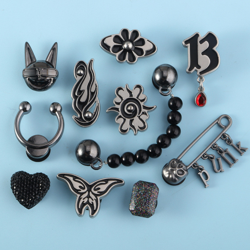 Novas sandálias acessórios decorativos preto Gem Metal acrílico acessórios de ferragem