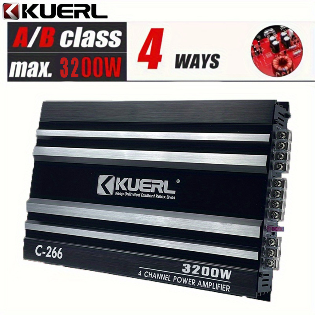 Amplificador 4 Canais 3200W - Som Automotivo Profissional