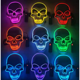Máscara luminosa de caveira de Halloween Horror engraçado máscara LED de rosto inteiro