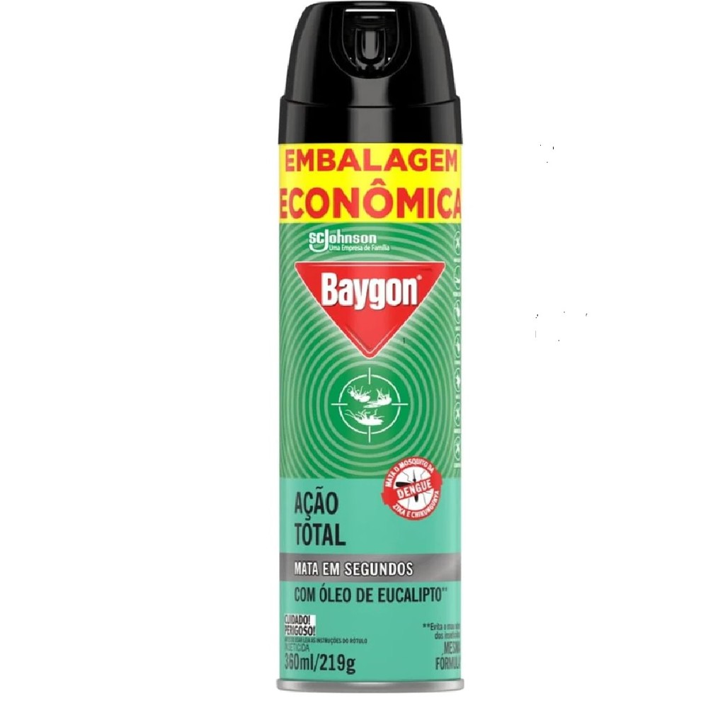 Inseticida Baygon Spray Ação Total 360ml/219g Com Óleo de Eucalipto ...