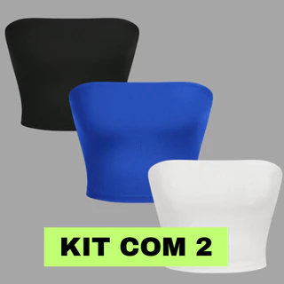 Kit 2 Cropped Top Faixa Suplex Premium Tube Tomara Que Caia Feminino Tubinho De Moda Blogueira Básica Tamanho Único