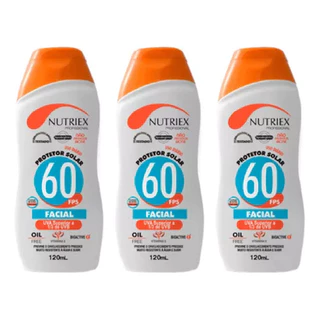 Kit 3 Protetor Bloqueador Solar Facial Fps 60 120ml Nutriex