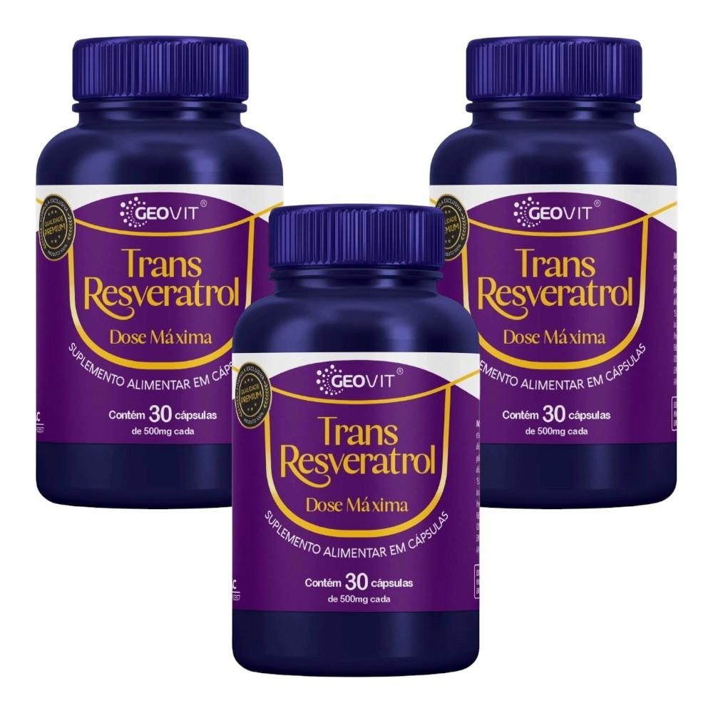Kit Trans Resveratrol GeoVit Com 3 Potes 30 Cápsulas Cada | Shopee Brasil