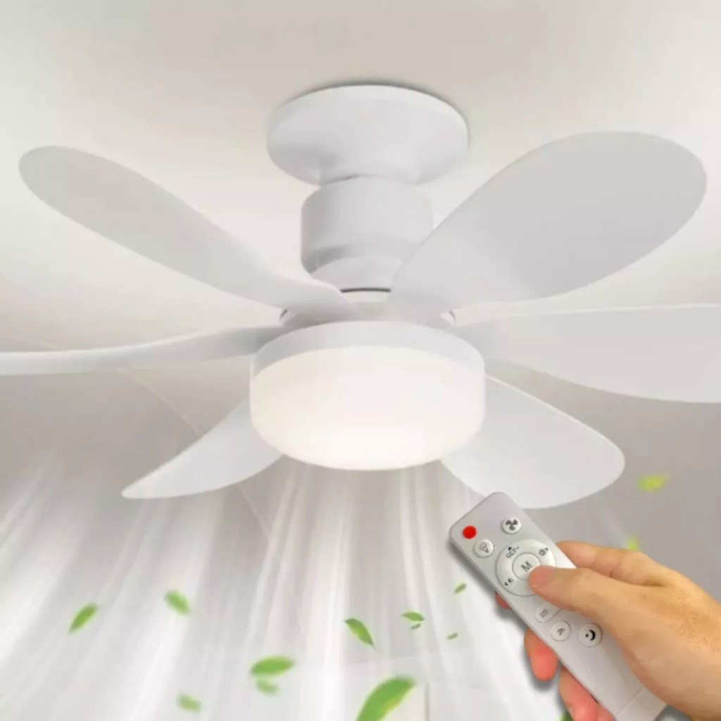 Sover Ventilador de Teto LED com Controle Remoto Silencioso Luminária Ajustável| 3 Velocidades 80W 52CM